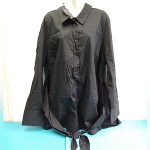 Lane Bryant Womens Tie Front Stretch Shirt Size 28